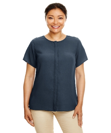 Devon & Jones Ladies Perfect Fit  Short-Sleeve Crepe Blouse  (DP612W)