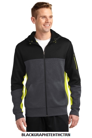 Sport-Tek Tech Fleece Colorblock Full-Zip Hooded Jacket. ST245.
