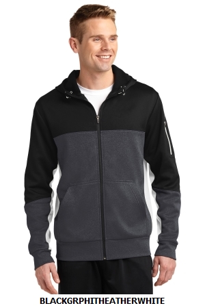 Sport-Tek® Tech Fleece Colorblock Full-Zip Hooded Jacket. ST245.