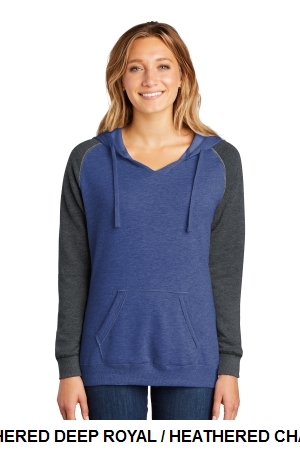 District Womens Lightweight Fleece Raglan Hoodie.  D.THREADS  DT296