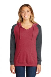 District Womens Lightweight Fleece Raglan Hoodie.  D.THREADS  DT296