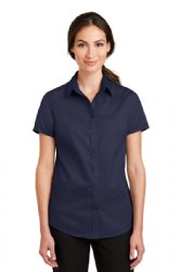 Port Authority Ladies Short Sleeve SuperPro Twill Shirt.  PORT A.  L664