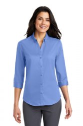 Port Authority Ladies 3/4-Sleeve SuperPro Twill Shirt.  PORT A.  L665