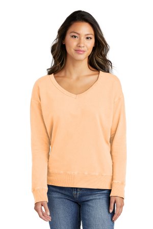 Port & Company Ladies Beach Wash Garment-Dyed V-Neck Sweatshirt.  PORT&CO.  LPC098V