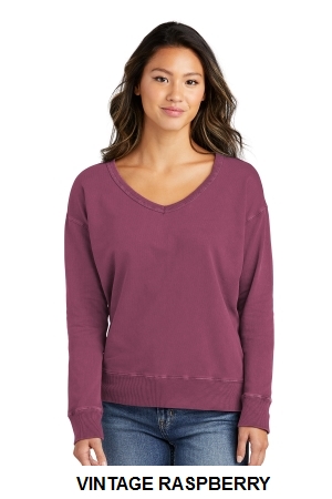 Port & Company Ladies Beach Wash Garment-Dyed V-Neck Sweatshirt.  PORT&CO.  LPC098V
