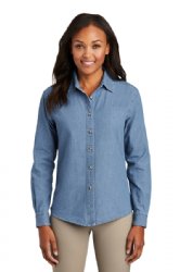 Port & Company® - Ladies Long Sleeve Value Denim Shirt.  PORT A.  LSP10