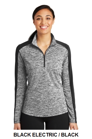 SPORT-TEK LADIES POSICHARGE ELECTRIC HEATHER COLORBLOCK 1/4-ZIP PULLOVER.  SPORT-TEK  LST397