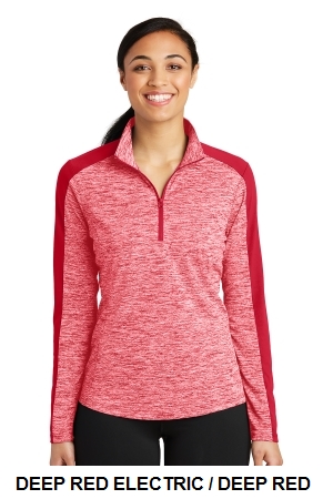 SPORT-TEK LADIES POSICHARGE ELECTRIC HEATHER COLORBLOCK 1/4-ZIP PULLOVER.  SPORT-TEK  LST397