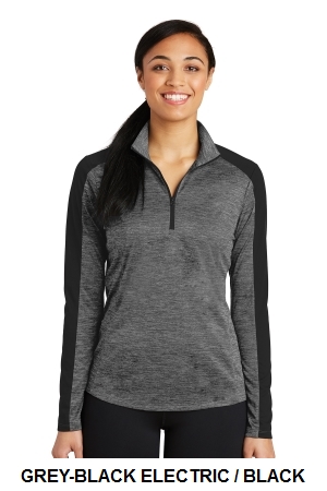 SPORT-TEK LADIES POSICHARGE ELECTRIC HEATHER COLORBLOCK 1/4-ZIP PULLOVER.  SPORT-TEK  LST397