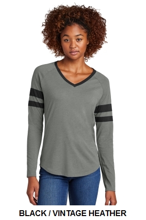 Sport-Tek Ladies Halftime Stripe Long Sleeve V-Neck Tee.  SPORT-TEK  LST6043