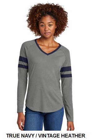 Sport-Tek Ladies Halftime Stripe Long Sleeve V-Neck Tee.  SPORT-TEK  LST6043