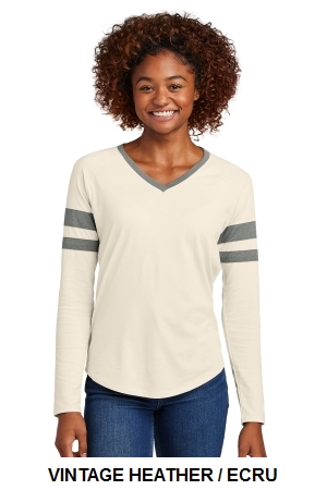 Sport-Tek Ladies Halftime Stripe Long Sleeve V-Neck Tee.  SPORT-TEK  LST6043