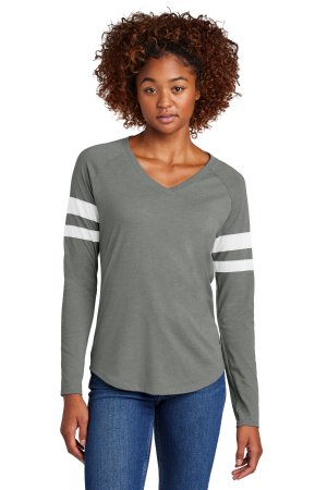 Sport-Tek Ladies Halftime Stripe Long Sleeve V-Neck Tee.  SPORT-TEK  LST6043