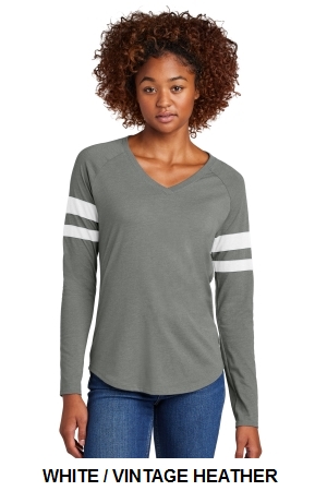 Sport-Tek Ladies Halftime Stripe Long Sleeve V-Neck Tee.  SPORT-TEK  LST6043