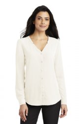 Port Authority ® Ladies Long Sleeve Button-Front Blouse.  PORT A.  LW700