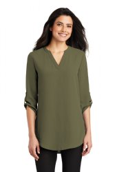 Port Authority Ladies 3/4-Sleeve Tunic Blouse.  PORT A.  LW701