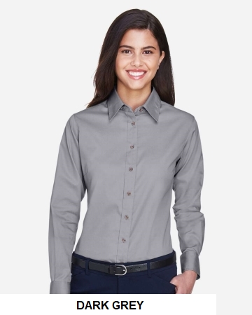 Harriton Women's Easy Blend Long Sleeve Twill Dress Shirt with Stain-Release.  HARRITON  M500W