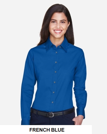 Harriton Women's Easy Blend Long Sleeve Twill Dress Shirt with Stain-Release.  HARRITON  M500W