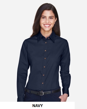 Harriton Women's Easy Blend Long Sleeve Twill Dress Shirt with Stain-Release.  HARRITON  M500W
