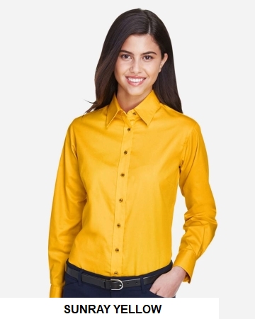 Harriton Women's Easy Blend Long Sleeve Twill Dress Shirt with Stain-Release.  HARRITON  M500W