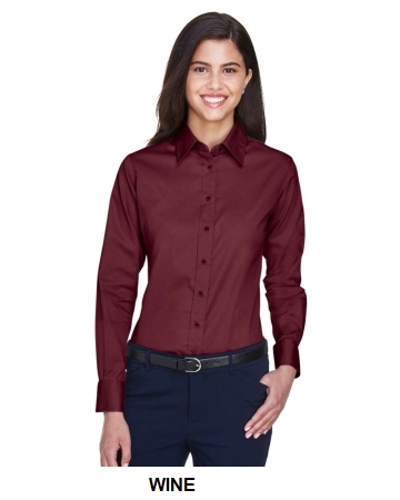 Harriton Women's Easy Blend Long Sleeve Twill Dress Shirt with Stain-Release.  HARRITON  M500W