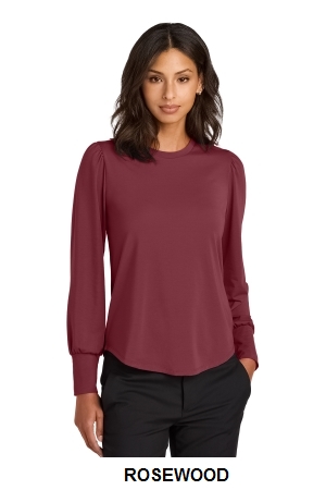 Mercer+Mettle Womens Stretch Jersey Long Sleeve Blouson Top.  MERCER+M  MM1019