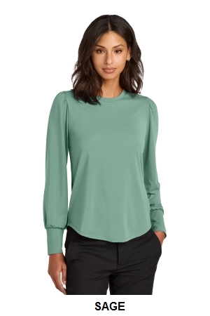 Mercer+Mettle Womens Stretch Jersey Long Sleeve Blouson Top.  MERCER+M  MM1019