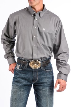 Mens Solid Gray Button-Down Western Shirt.  CINCH MTW1104238