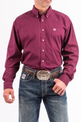 Mens Solid Burgundy Button-Down Western Shirt.  CINCH MTW1104239