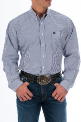 Mens Tencel Royal Blue Stripe Button-Down Western Shirt.  CINCH MTW104729