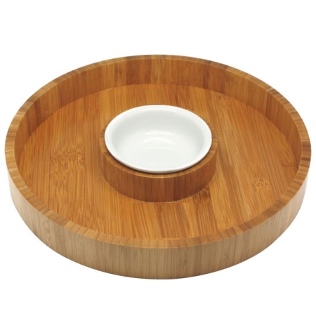 GOURMET BAMBOO 2-PIECE CHIP & DIP TRAY.  BC012