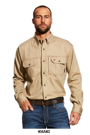 ARIAT 6.5 OZ VENTED BACK  FR DRESS SHIRT. XTO-FR241