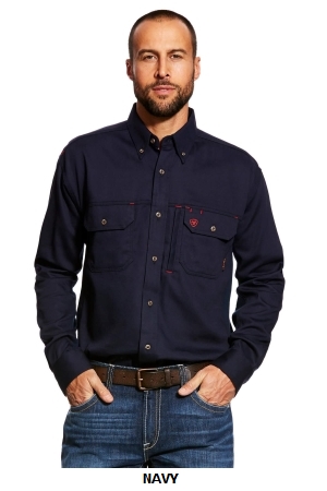 ARIAT 6.5 OZ VENTED BACK  FR DRESS SHIRT. XTO-FR241