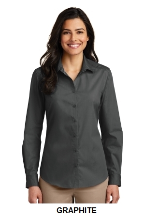 Port Authority Ladies Long Sleeve Carefree Poplin Shirt.  PORT A.  LW100