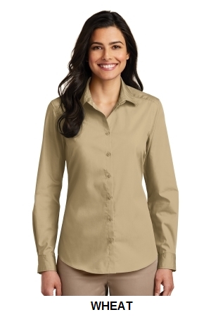 Port Authority Ladies Long Sleeve Carefree Poplin Shirt.  PORT A.  LW100