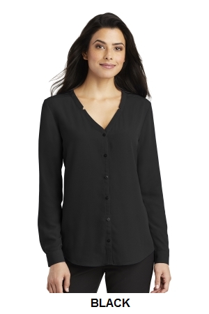 Port Authority Ladies Long Sleeve Button-Front Blouse.  PORT A.  LW700