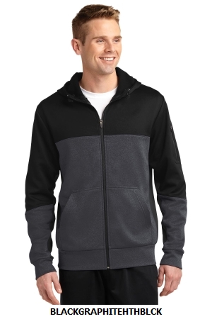 Sport-Tek® Tech Fleece Colorblock Full-Zip Hooded Jacket. ST245.