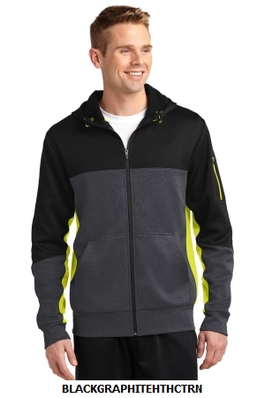 Sport-Tek® Tech Fleece Colorblock Full-Zip Hooded Jacket. ST245.