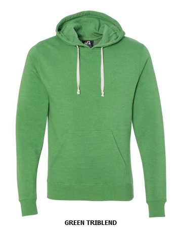 J America Adult Triblend Pullover Fleece Hood", (JA8871)