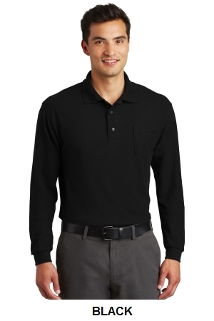 Port Authority Silk Touch Long Sleeve Polo with Pocket.  PORT A.  K500LSP
