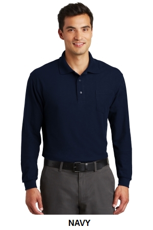 Port Authority Silk Touch Long Sleeve Polo with Pocket.  PORT A.  K500LSP