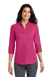 Port Authority Ladies 3/4-Sleeve SuperPro Twill Shirt.  PORT A.  L665