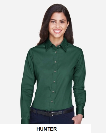 Harriton Women's Easy Blend Long Sleeve Twill Dress Shirt with Stain-Release.  HARRITON  M500W