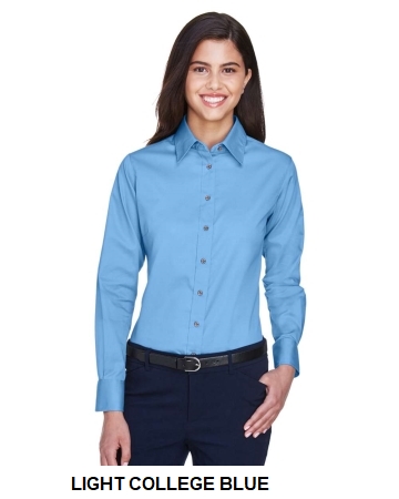 Harriton Women's Easy Blend Long Sleeve Twill Dress Shirt with Stain-Release.  HARRITON  M500W