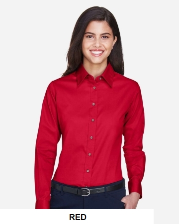 Harriton Women's Easy Blend Long Sleeve Twill Dress Shirt with Stain-Release.  HARRITON  M500W